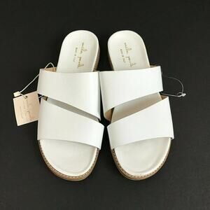 Mila Paoli Made In Italy White Leather Slide Sandals Womens Size 7.5